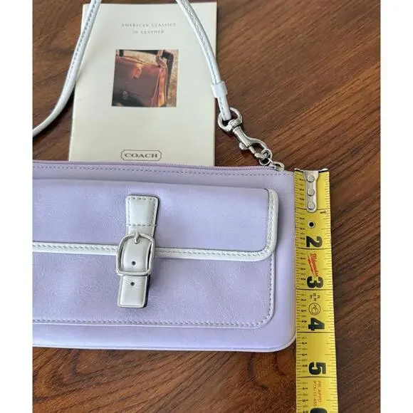 VTG Coach Wristlet Wallet Bag Envelope Clutch Lavender/Lilac Leather W/Dustbag - Picture 9 of 9